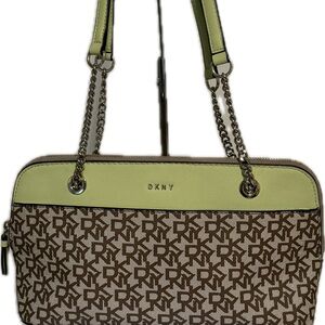 DKNY Brown and Light Green Bryant Shoulder Bag